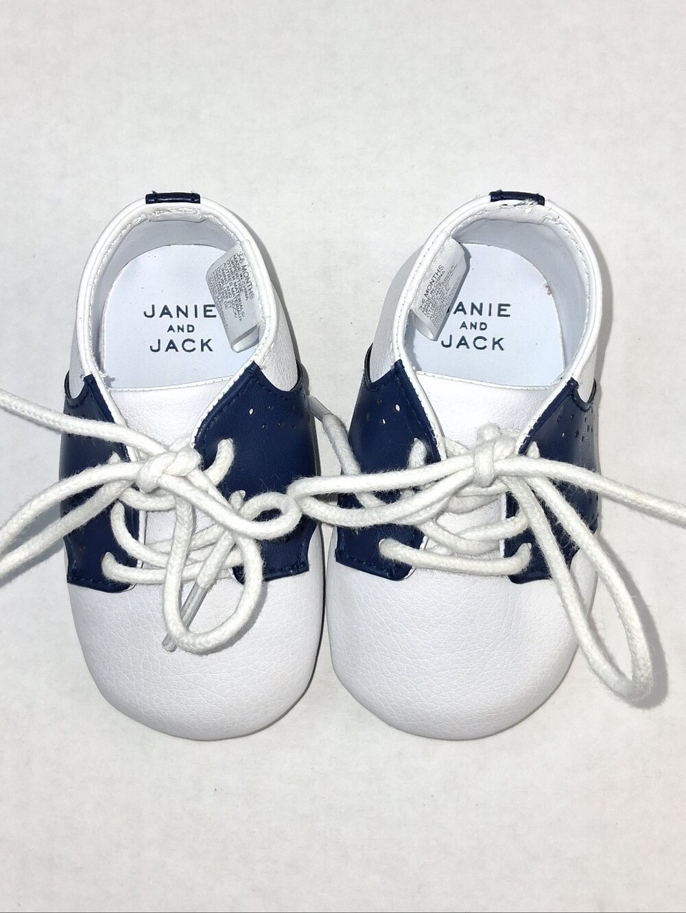 Janie and Jack Navy Blue White Saddle Oxford Crib Shoes